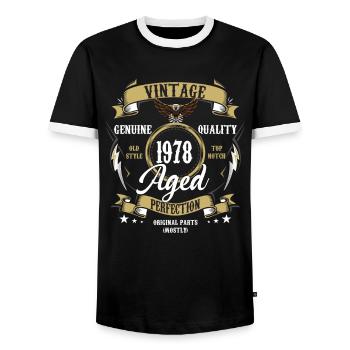 VINTAGE 1978 ALTER PERFEKTION - Männer Kontrast-T-Shirt - Schwarz/Weiß - Vorne - AI Model Female 172 light (172cm) & AI Model Male 178 light (178cm)