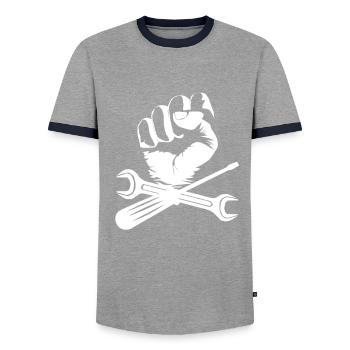 Artisans - T-shirt contrasté Homme - gris/marine  - Devant - AI Model Female 172 light (172cm) & AI Model Male 178 light (178cm)