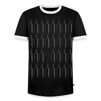 Wine Wine Red Wine WineSchorle Sparkling Wine Bottle - Men's Ringer Shirt - black/white - Front - AI Model Female 172 light (172cm) & AI Model Male 178 light (178cm)