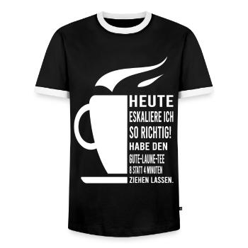 Lustige Designs - heute eskaliere ich - Männer Kontrast-T-Shirt - Schwarz/Weiß - Vorne - AI Model Female 172 light (172cm) & AI Model Male 178 light (178cm)