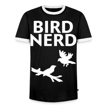 Bird Nerd - Men's Ringer Shirt - black/white - Front - AI Model Female 172 light (172cm) & AI Model Male 178 light (178cm)