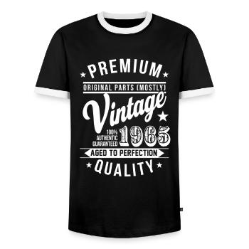 Premium Vintage Year T Shirt 1965 - T-shirt contrasté Homme - noir/blanc - Devant - AI Model Female 172 light (172cm) & AI Model Male 178 light (178cm)