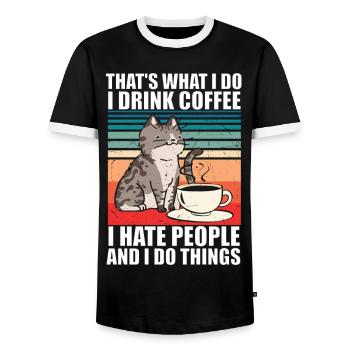 Je déteste les gens chat chat chat amoureux des chats - T-shirt contrasté Homme - noir/blanc - Devant - AI Model Female 172 light (172cm) & AI Model Male 178 light (178cm)