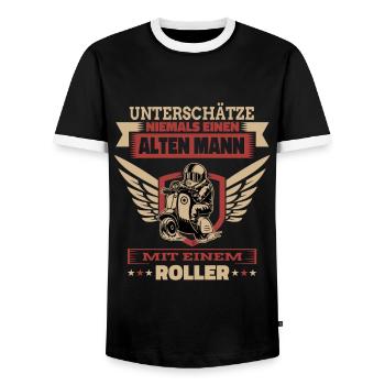Alter Mann Mit Roller Rentner Opa Shirt - Männer Kontrast-T-Shirt - Schwarz/Weiß - Vorne - AI Model Female 172 light (172cm) & AI Model Male 178 light (178cm)