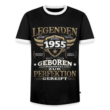 Geburtstag Vintage Jahrgang 1955 - Legende - Männer Kontrast-T-Shirt - Schwarz/Weiß - Vorne - AI Model Female 172 light (172cm) & AI Model Male 178 light (178cm)