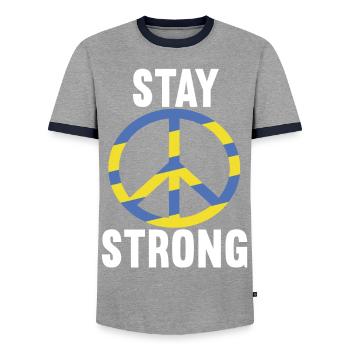 Stay strong Ukraine Peace - Men's Ringer Shirt - grey/navy  - Front - AI Model Female 172 light (172cm) & AI Model Male 178 light (178cm)
