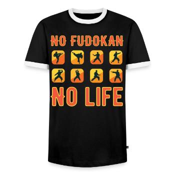 No Fudokan no Life le T-shirt de karaté cool - T-shirt contrasté Homme - noir/blanc - Devant - AI Model Female 172 light (172cm) & AI Model Male 178 light (178cm)