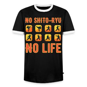 No Shito-Ryu no Life T-Shirt - Männer Kontrast-T-Shirt - Schwarz/Weiß - Vorne - AI Model Female 172 light (172cm) & AI Model Male 178 light (178cm)