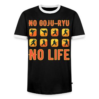 No Goju-Ryu no Life T-Shirt - Männer Kontrast-T-Shirt - Schwarz/Weiß - Vorne - AI Model Female 172 light (172cm) & AI Model Male 178 light (178cm)