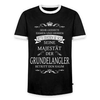 Seine Majestät der Grundelangler betritt den Raum - Männer Kontrast-T-Shirt - Schwarz/Weiß - Vorne - AI Model Female 172 light (172cm) & AI Model Male 178 light (178cm)