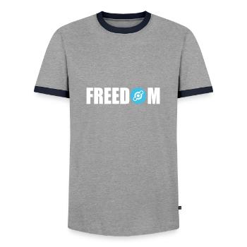Krypto Crypto Helium Mining HNT Bitcoin Blockchain - Männer Kontrast-T-Shirt - Grau/Navy  - Vorne - AI Model Female 172 light (172cm) & AI Model Male 178 light (178cm)