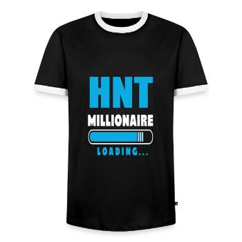 Krypto Crypto Helium Mining HNT Bitcoin Blockchain - Männer Kontrast-T-Shirt - Schwarz/Weiß - Vorne - AI Model Female 172 light (172cm) & AI Model Male 178 light (178cm)