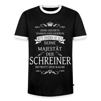 Seine Majestät der Schreiner betritt den Raum - Männer Kontrast-T-Shirt - Schwarz/Weiß - Vorne - AI Model Female 172 light (172cm) & AI Model Male 178 light (178cm)