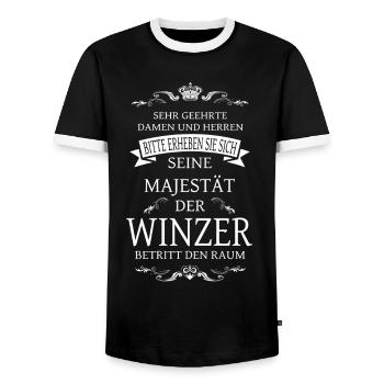 Seine Majestät der Winzer betritt den Raum - Männer Kontrast-T-Shirt - Schwarz/Weiß - Vorne - AI Model Female 172 light (172cm) & AI Model Male 178 light (178cm)