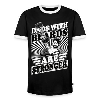 Gift idea for dad grandpa and uncle with beard - Men's Ringer Shirt - black/white - Front - AI Model Female 172 light (172cm) & AI Model Male 178 light (178cm)