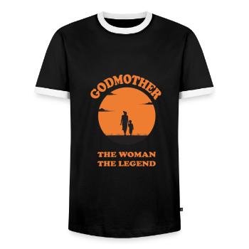 Godmother Aunt Godmother Baptismal Godchild - Men's Ringer Shirt - black/white - Front - AI Model Female 172 light (172cm) & AI Model Male 178 light (178cm)