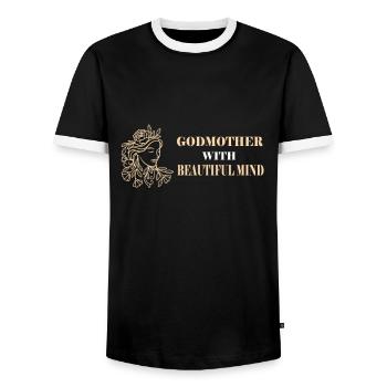 Godmother Aunt Godmother Baptismal Godchild - Men's Ringer Shirt - black/white - Front - AI Model Female 172 light (172cm) & AI Model Male 178 light (178cm)