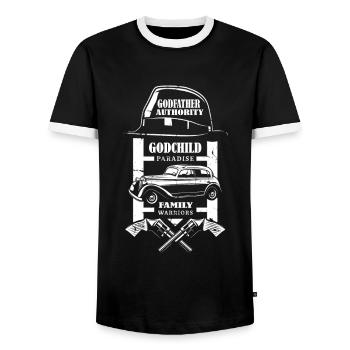 Gentlemen Godfather Godfather Sponsorship Uncle Godchild - Men's Ringer Shirt - black/white - Front - AI Model Female 172 light (172cm) & AI Model Male 178 light (178cm)