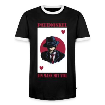 Gentlemen Godfather Godfather Sponsorship Uncle Godchild - Men's Ringer Shirt - black/white - Front - AI Model Female 172 light (172cm) & AI Model Male 178 light (178cm)