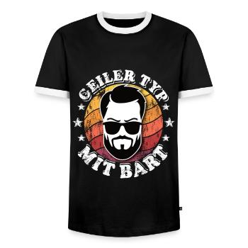 Geiler Typ mit Bart - Männer Kontrast-T-Shirt - Schwarz/Weiß - Vorne - AI Model Female 172 light (172cm) & AI Model Male 178 light (178cm)