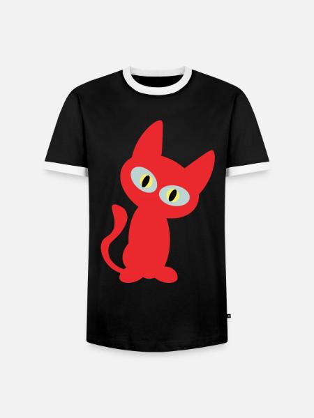 Coole rote Katze - Katzen Design - Männer Kontrast-T-Shirt - Schwarz/Weiß