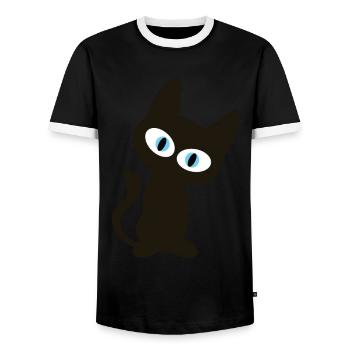 Black Cat - Little Kitten T-Shirt - Men's Ringer Shirt - black/white - Front - AI Model Female 172 light (172cm) & AI Model Male 178 light (178cm)