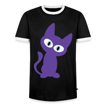 Lula Cat Design for the Kitten Fan - Men's Ringer Shirt - black/white - Front - AI Model Female 172 light (172cm) & AI Model Male 178 light (178cm)