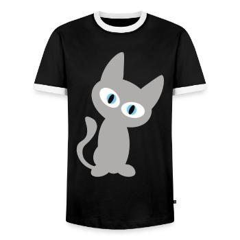 Grey cat or hangover as a cool cat design - Men's Ringer Shirt - black/white - Front - AI Model Female 172 light (172cm) & AI Model Male 178 light (178cm)