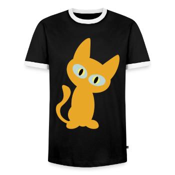 Orange cat design for the fan of the cat - hangover - Men's Ringer Shirt - black/white - Front - AI Model Female 172 light (172cm) & AI Model Male 178 light (178cm)