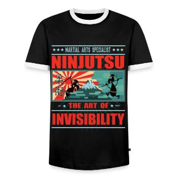Das lustige Ninjtusu T-Shirt - Ninja, Japan Design - Männer Kontrast-T-Shirt - Schwarz/Weiß - Vorne - AI Model Female 172 light (172cm) & AI Model Male 178 light (178cm)