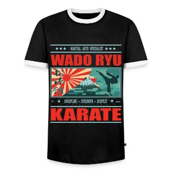 Karaté Wado Ryu cool et design japonais - T-shirt contrasté Homme - noir/blanc - Devant - AI Model Female 172 light (172cm) & AI Model Male 178 light (178cm)