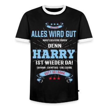 tout ira bien parce que Harry Is There T-Shirt - T-shirt contrasté Homme - noir/blanc - Devant - AI Model Female 172 light (172cm) & AI Model Male 178 light (178cm)