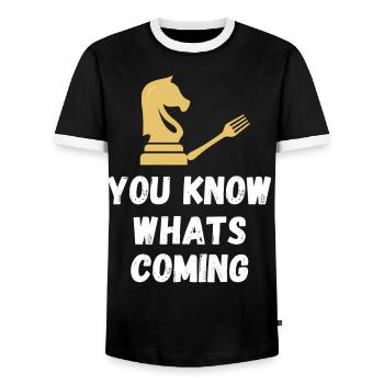 Chess Saying Gift Checkmate Queens Gambit - T-shirt contrasté Homme - noir/blanc - Devant - AI Model Female 172 light (172cm) & AI Model Male 178 light (178cm)