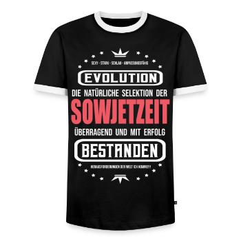 Sowjetzeit mit Erfolg überstanden T-Shirt - Männer Kontrast-T-Shirt - Schwarz/Weiß - Vorne - AI Model Female 172 light (172cm) & AI Model Male 178 light (178cm)