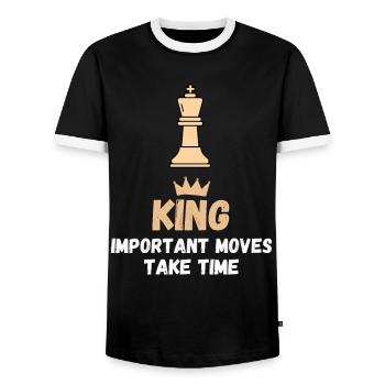 Chess Saying Gift Checkmate Queens Gambit - Men's Ringer Shirt - black/white - Front - AI Model Female 172 light (172cm) & AI Model Male 178 light (178cm)