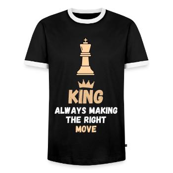 Chess Saying Gift Checkmate Queens Gambit - Men's Ringer Shirt - black/white - Front - AI Model Female 172 light (172cm) & AI Model Male 178 light (178cm)