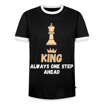 Chess Saying Gift Checkmate Queens Gambit - Men's Ringer Shirt - black/white - Front - AI Model Female 172 light (172cm) & AI Model Male 178 light (178cm)
