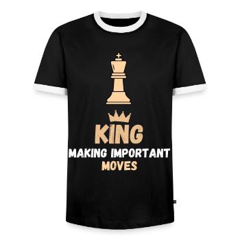 Chess Saying Gift Checkmate Queens Gambit - Men's Ringer Shirt - black/white - Front - AI Model Female 172 light (172cm) & AI Model Male 178 light (178cm)