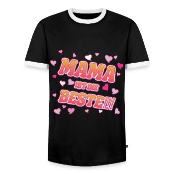Das coole meine Mama ist die Beste T-Shirt - Männer Kontrast-T-Shirt - Schwarz/Weiß - Vorne - AI Model Female 172 light (172cm) & AI Model Male 178 light (178cm)