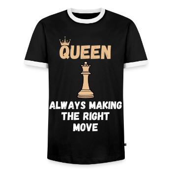 Chess Saying Gift Checkmate Queens Gambit - Men's Ringer Shirt - black/white - Front - AI Model Female 172 light (172cm) & AI Model Male 178 light (178cm)