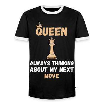 Chess Saying Gift Checkmate Queens Gambit - Men's Ringer Shirt - black/white - Front - AI Model Female 172 light (172cm) & AI Model Male 178 light (178cm)