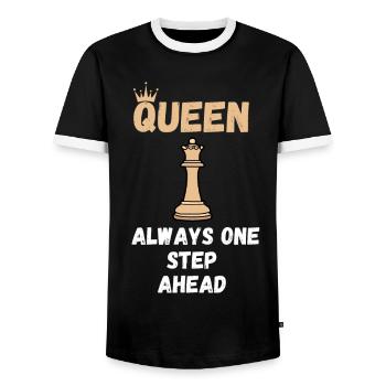 Chess Saying Gift Checkmate Queens Gambit - Men's Ringer Shirt - black/white - Front - AI Model Female 172 light (172cm) & AI Model Male 178 light (178cm)