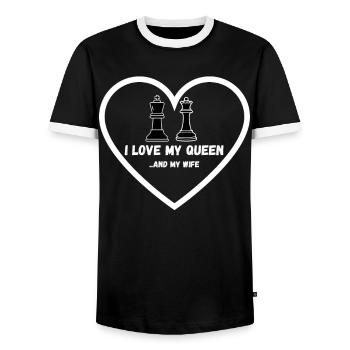 Chess Saying Gift Relation Queens Gambit - T-shirt contrasté Homme - noir/blanc - Devant - AI Model Female 172 light (172cm) & AI Model Male 178 light (178cm)