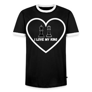 Chess Gift Relationship Queens Gambit - Men's Ringer Shirt - black/white - Front - AI Model Female 172 light (172cm) & AI Model Male 178 light (178cm)