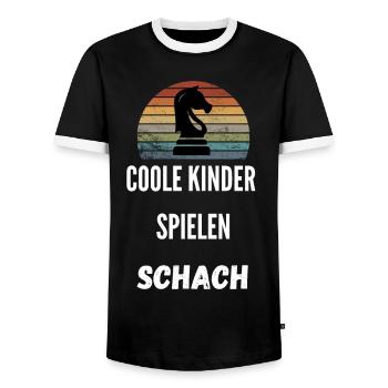 Schach Geschenk Schachspieler Queen’s Gambit - Männer Kontrast-T-Shirt - Schwarz/Weiß - Vorne - AI Model Female 172 light (172cm) & AI Model Male 178 light (178cm)