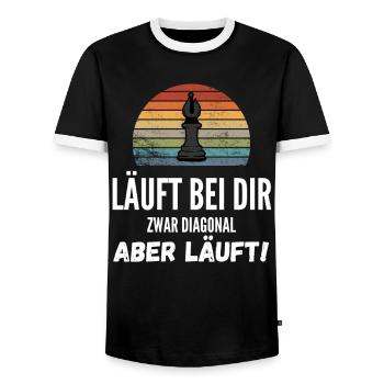 Schach Geschenk Schachspieler Meme Trend - Männer Kontrast-T-Shirt - Schwarz/Weiß - Vorne - AI Model Female 172 light (172cm) & AI Model Male 178 light (178cm)