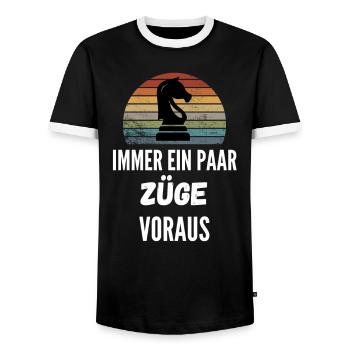 Springer Strategie Schach Geschenk Schachspieler - Männer Kontrast-T-Shirt - Schwarz/Weiß - Vorne - AI Model Female 172 light (172cm) & AI Model Male 178 light (178cm)