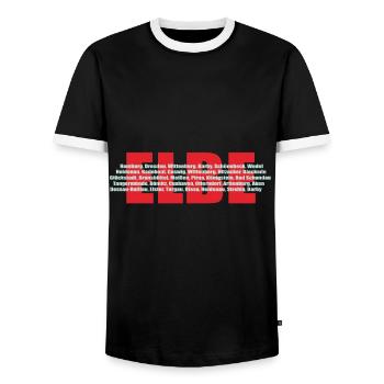Elbe ein deutscher Fluss mit ihren Städten - Männer Kontrast-T-Shirt - Schwarz/Weiß - Vorne - AI Model Female 172 light (172cm) & AI Model Male 178 light (178cm)