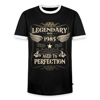 Legendär seit 1985 37. Geburtstag Geschenk Awesome - Männer Kontrast-T-Shirt - Schwarz/Weiß - Vorne - AI Model Female 172 light (172cm) & AI Model Male 178 light (178cm)