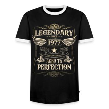 Legendary since 1977 45th birthday gift Awesome - Men's Ringer Shirt - black/white - Front - AI Model Female 172 light (172cm) & AI Model Male 178 light (178cm)